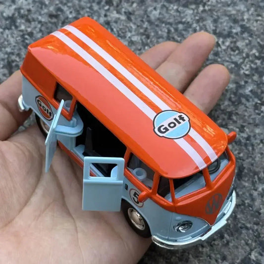 1:36 Volkswagen Gulf Orange Diecast Pull-Back Travel Bus Toy