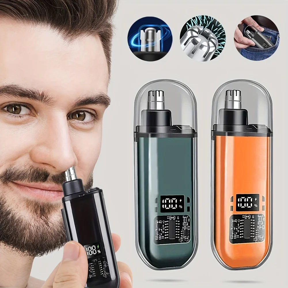 Portable USB Rechargeable Nose & Ear Hair Trimmer – Compact Electric Grooming Clipper for Men