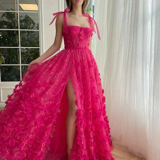 hot pink evening dress