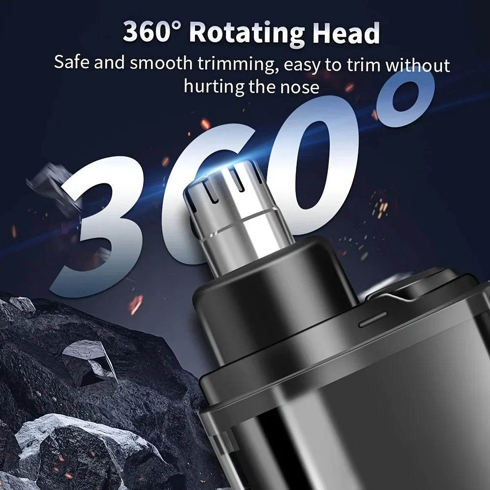 Portable USB Rechargeable Nose & Ear Hair Trimmer – Compact Electric Grooming Clipper for Men