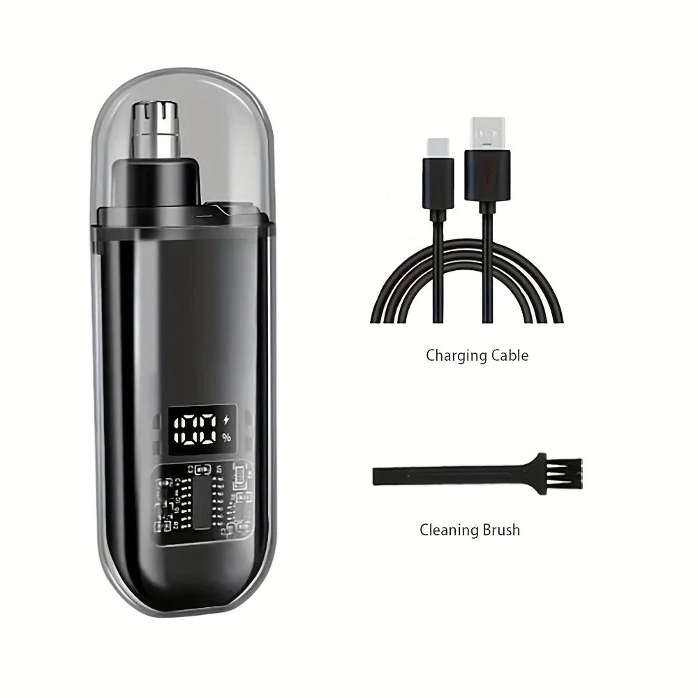 Portable USB Rechargeable Nose & Ear Hair Trimmer – Compact Electric Grooming Clipper for Men