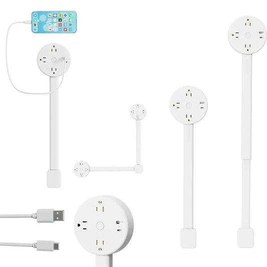 Adjustable power socket expander white