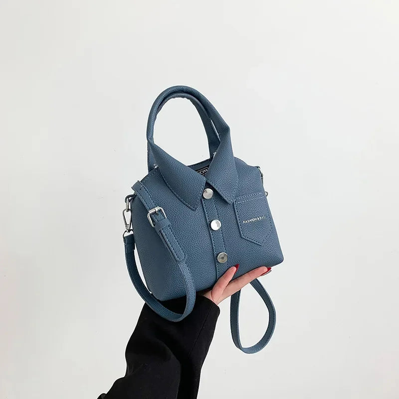 Blue PU Leather Designer Bag