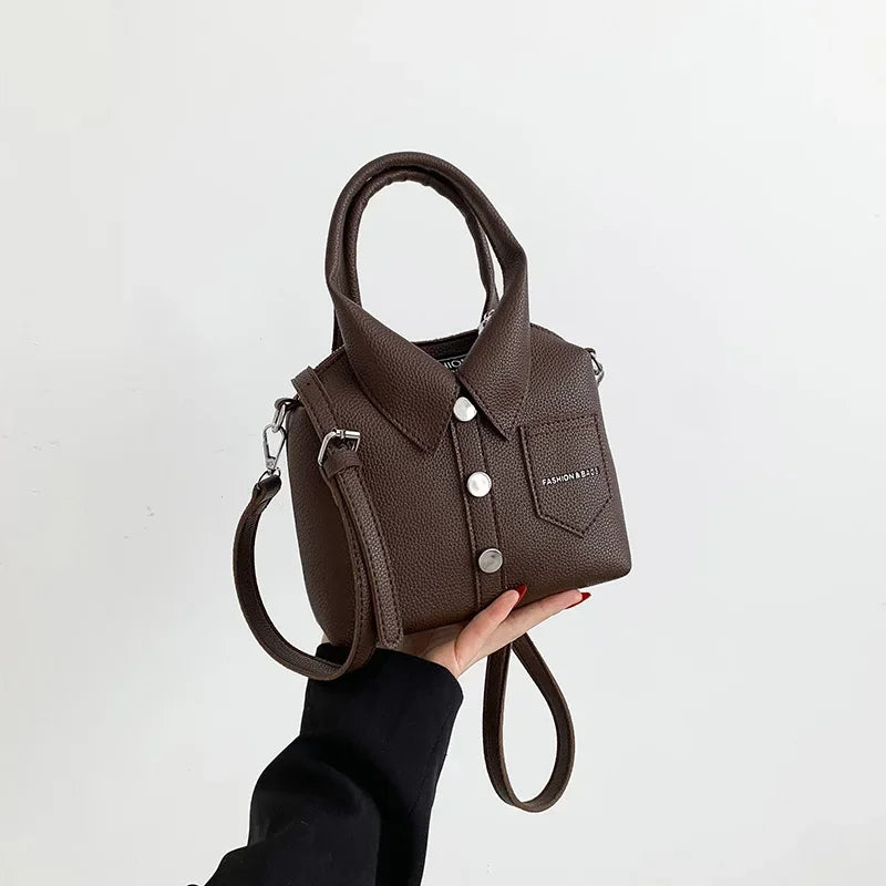 Coffee PU Leather Designer Bag