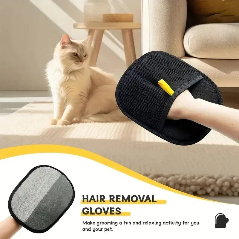 Pet Grooming Gloves – Soft Mesh Cloth Gloves for Dogs & Cats | Lint-Free, Gentle Brushing & Shedding Control
