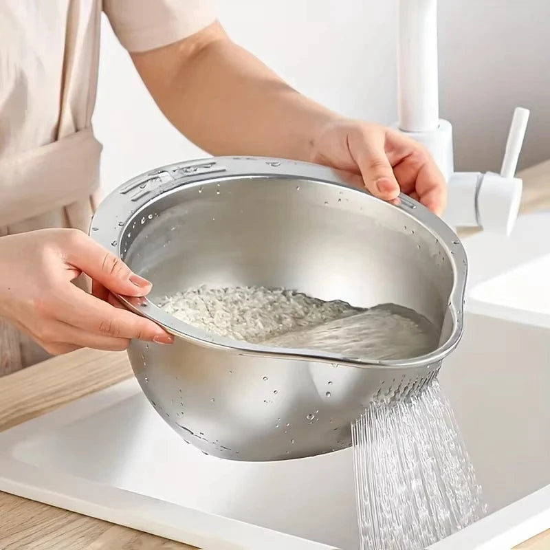 Stainless Steel Kitchen Colander – Durable & Rust-Resistant Strainer for Rice, Pasta, Vegetables | Premium Drain Basket