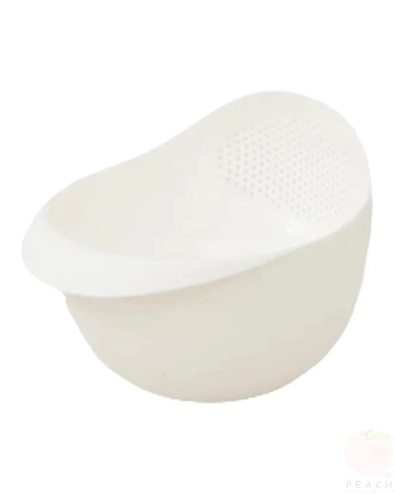 Rice Basket – Compact Plastic Drain Sieve for Rice, Fruits & Vegetables | Space-Saving Kitchen Strainer (White)