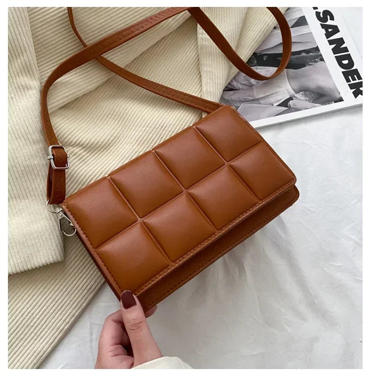 Women’s 2025 Fashion PU Shoulder & Crossbody Bag – Literary Plaid Design Handbag, Soft Flap Purse with Hasp Closure and Spacious Interior