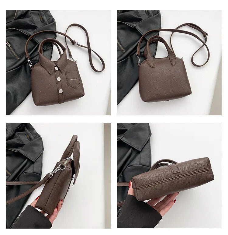 PU Leather Square Bag for Women – Compact Shoulder & Crossbody Handbag with Zipper Closure, Elegant Fashion Purse