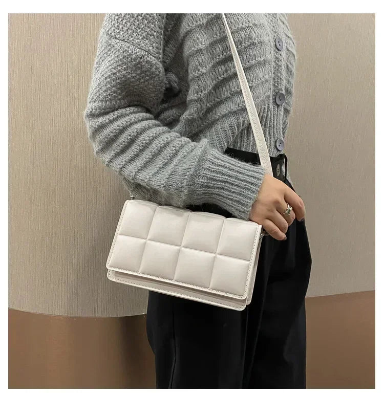 Women’s 2025 Fashion PU Shoulder & Crossbody Bag – Literary Plaid Design Handbag, Soft Flap Purse with Hasp Closure and Spacious Interior