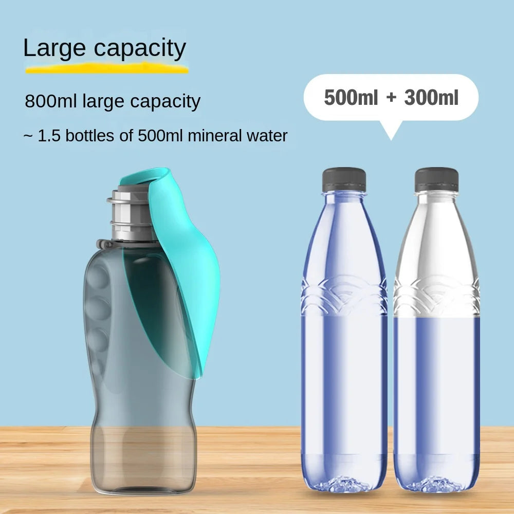 Leaf-Shaped Pet Water Cup – 800ml Foldable Dog Water Bottle with One-Key Lock for Walking & Outdoor Adventures