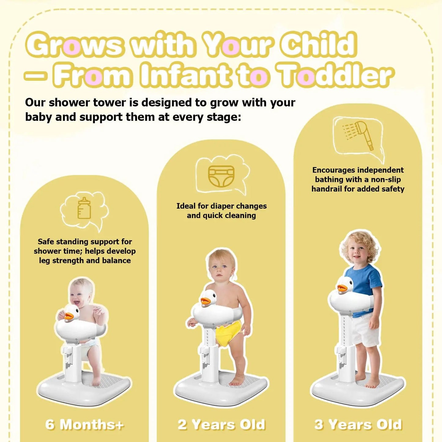 Baby Standing Bath Support Rack – Adjustable Anti-Slip Shower Stand for Infants & Toddlers