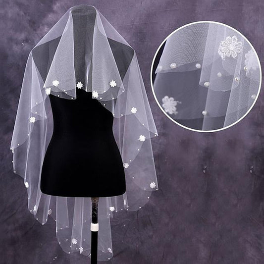 Short Bridal Ivory White Elbow Wedding Veil 2023