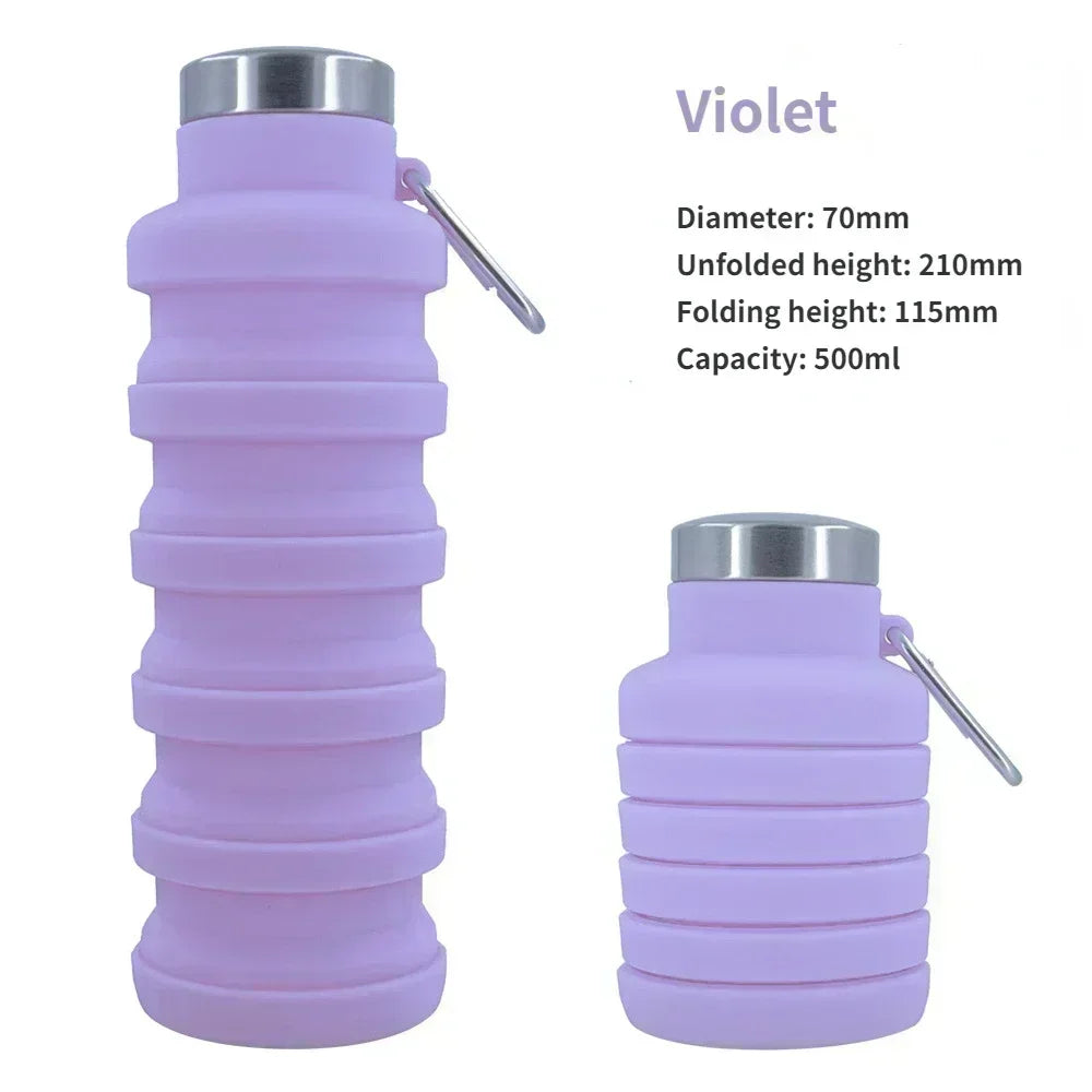 Portable Collapsible Silicone Water Bottle – 500ml Retractable Travel Cup for Sports, Cycling & Outdoor Adventures