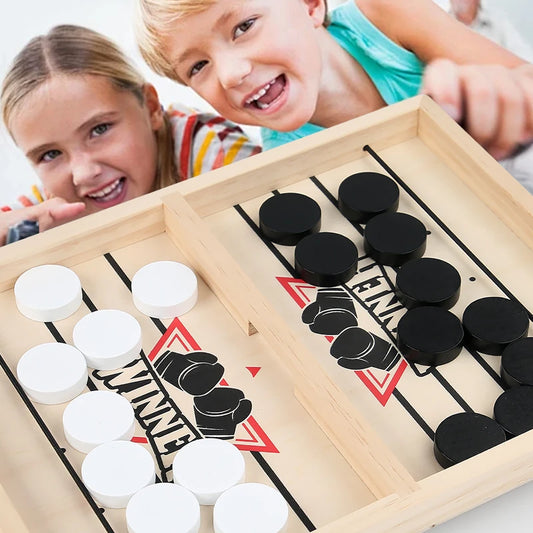 Slingshot Table Hockey Game – Fast-Paced Wooden Battle Board for Family Fun