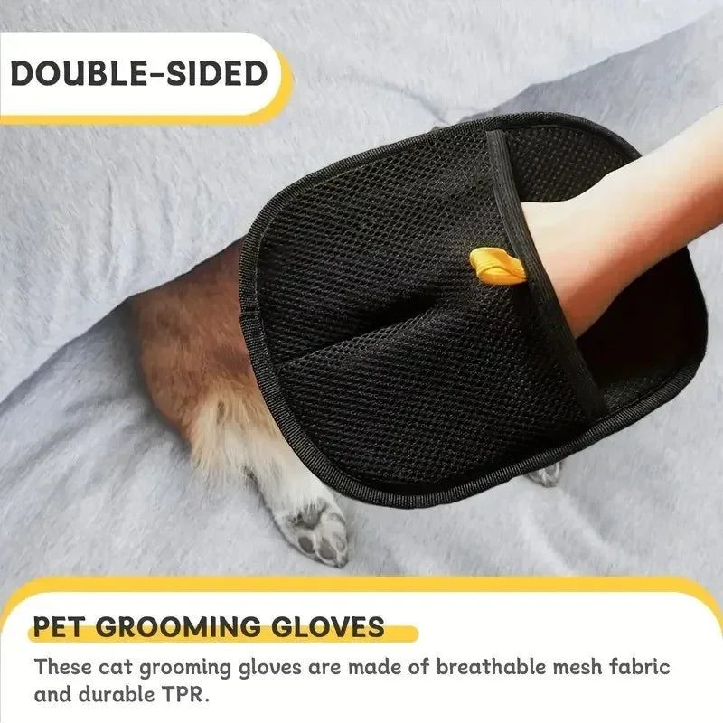 Pet Grooming Gloves – Soft Mesh Cloth Gloves for Dogs & Cats | Lint-Free, Gentle Brushing & Shedding Control