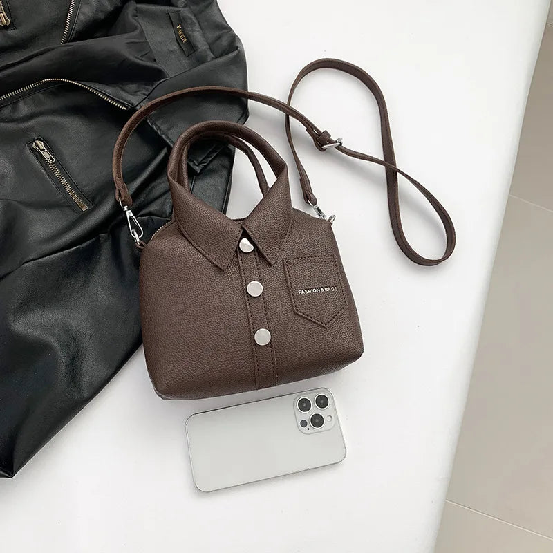 PU Leather Square Bag for Women – Compact Shoulder & Crossbody Handbag with Zipper Closure, Elegant Fashion Purse
