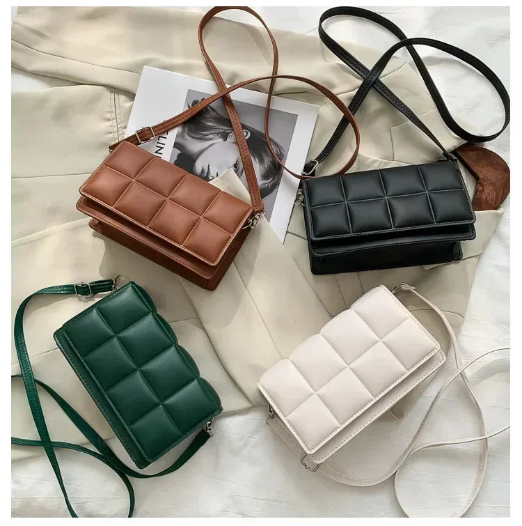 Women’s 2025 Fashion PU Shoulder & Crossbody Bag – Literary Plaid Design Handbag, Soft Flap Purse with Hasp Closure and Spacious Interior