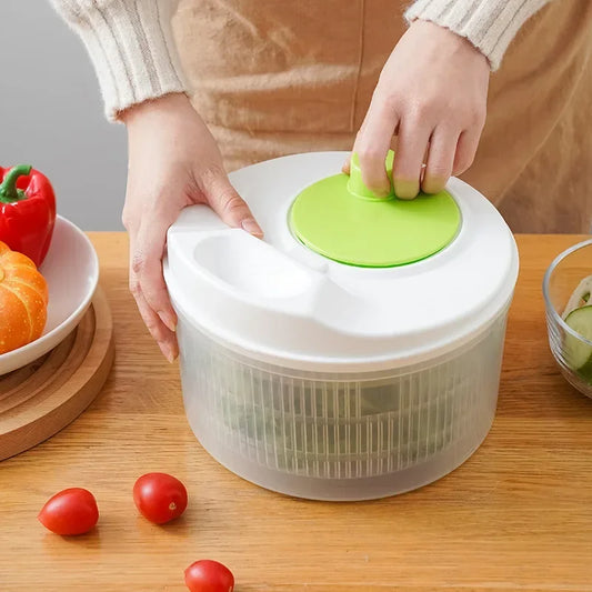 Salad Spinner & Lettuce Dryer – Quick Leafy Vegetable Washer, Strainer & Crisper Kitchen Tool