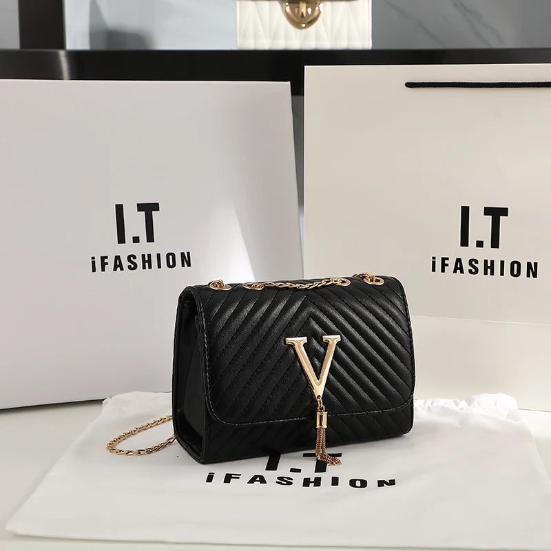 Luxury Embroidered Crossbody Bag – PU Leather Clutch with Sequins, Tassels & Chain Strap | Fashionable Flap Shoulder Purse for Parties