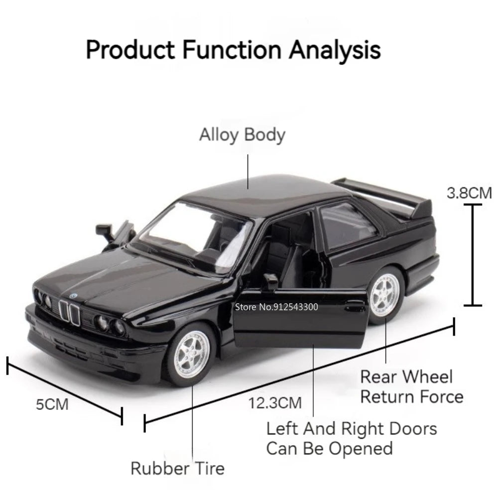 1:36 Scale BMW M3 1987 Diecast Car Model β Pull Back Toy Vehicle with Openable Doors (Metal Alloy)
