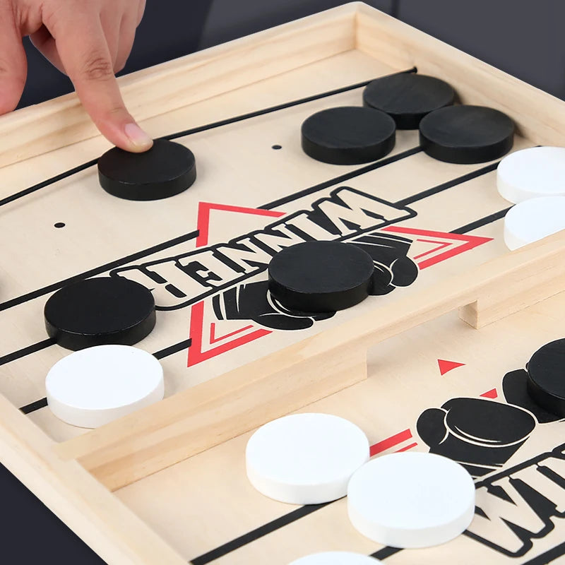 Slingshot Table Hockey Game – Fast-Paced Wooden Battle Board for Family Fun