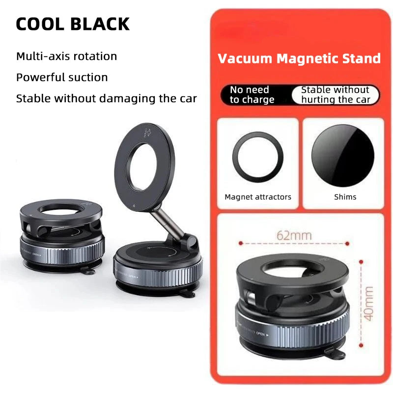 Magnetic Phone Holder – 360° Rotating Car & Desk Mount with N52 Magnet & Vacuum Suction – Universal Phone Holder for Car, Office, Home