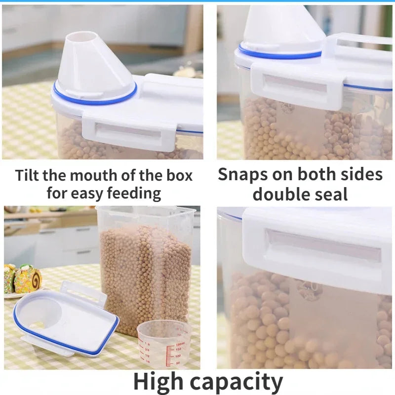 1.5kg/2kg Moisture-Proof Dog & Cat Food Pail with Measuring Cup (Plastic, BPA-Free) – Universal Pet Food Storage Solution