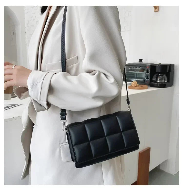 Women’s 2025 Fashion PU Shoulder & Crossbody Bag – Literary Plaid Design Handbag, Soft Flap Purse with Hasp Closure and Spacious Interior