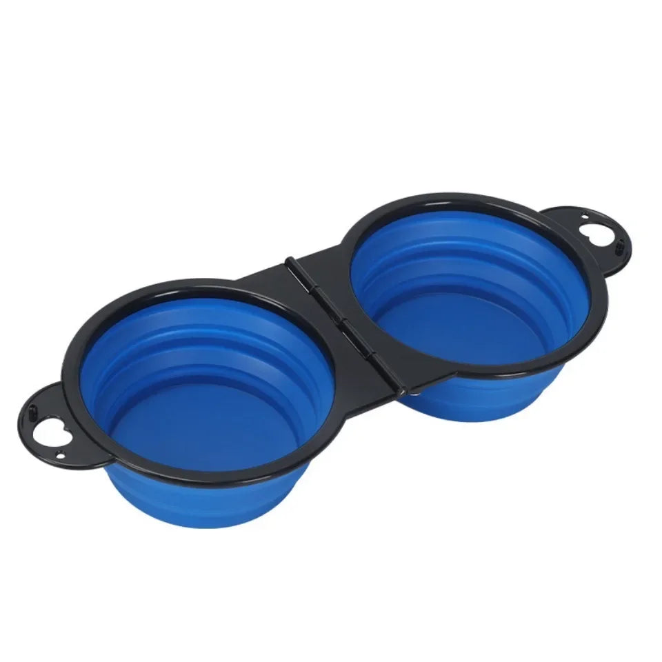 2-in-1 Foldable Dual Pet Bowl – Portable Travel Feeding & Drinking Bowl for Dogs and Cats