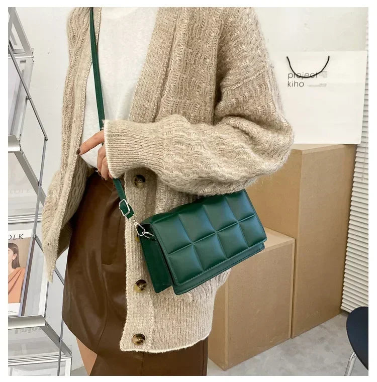 Women’s 2025 Fashion PU Shoulder & Crossbody Bag – Literary Plaid Design Handbag, Soft Flap Purse with Hasp Closure and Spacious Interior
