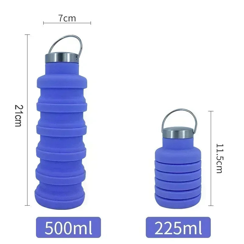 Portable Collapsible Silicone Water Bottle – 500ml Retractable Travel Cup for Sports, Cycling & Outdoor Adventures