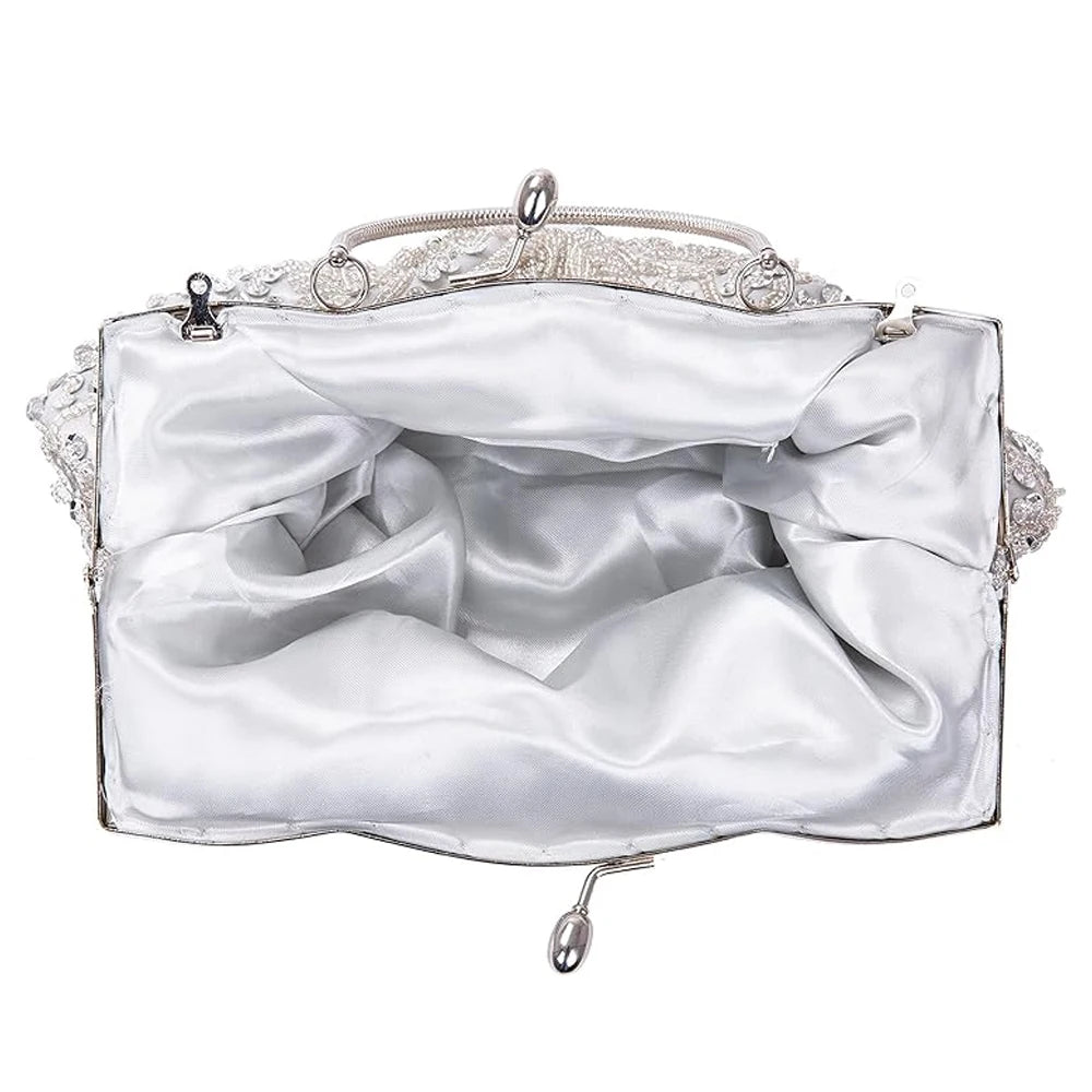 Retro Beaded Evening Clutch – Floral Sequin Baguette Purse with Kissing Lock | Vintage-Inspired Wedding & Party Handbag