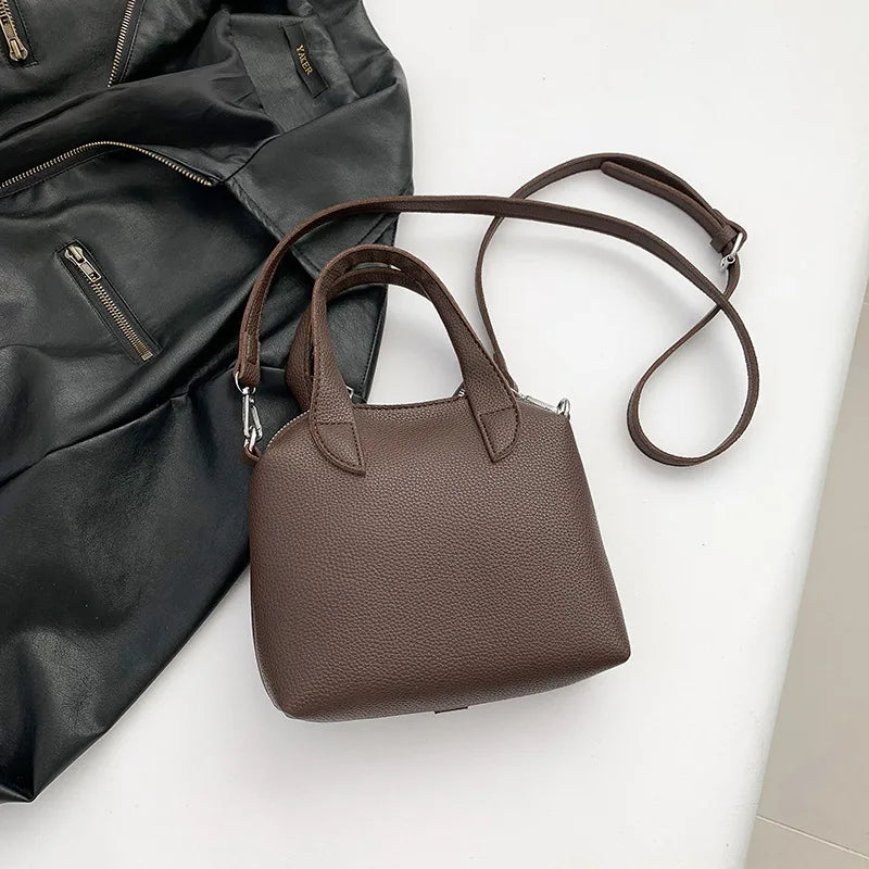 PU Leather Square Bag for Women – Compact Shoulder & Crossbody Handbag with Zipper Closure, Elegant Fashion Purse
