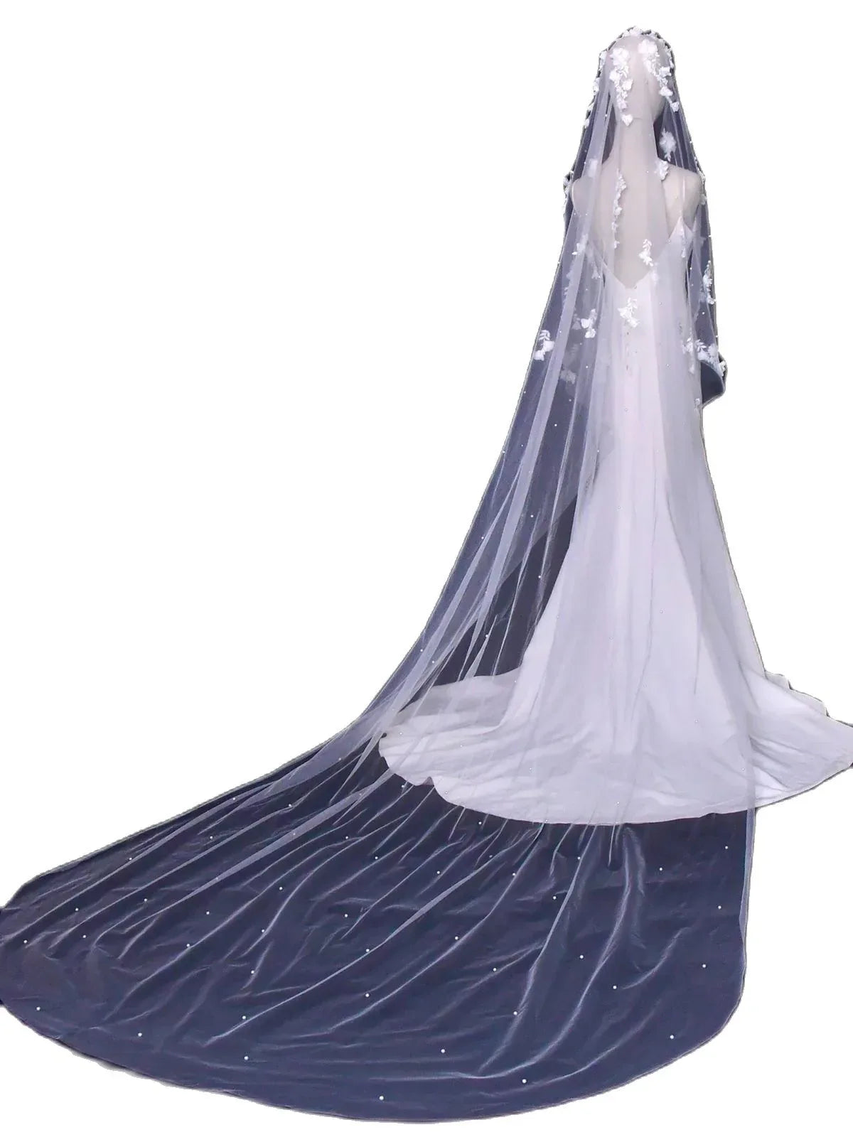 Elegance Wedding Veil with 3D Flowers Bridal Veil - SpyTrendz