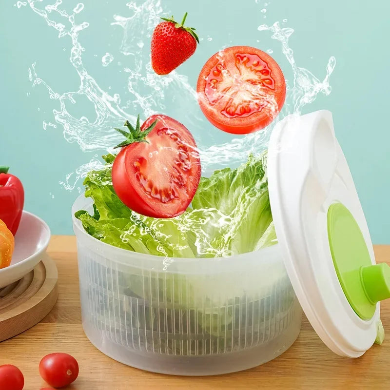 Salad Spinner & Lettuce Dryer – Quick Leafy Vegetable Washer, Strainer & Crisper Kitchen Tool