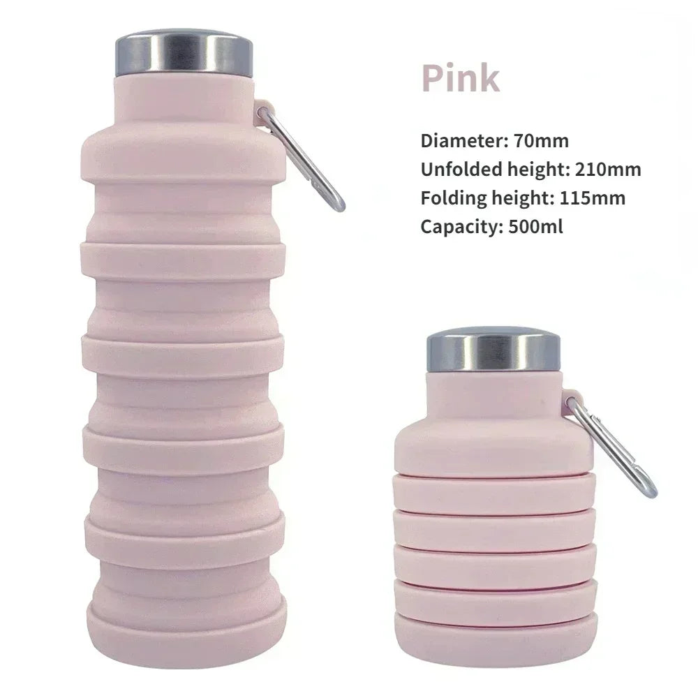 Portable Collapsible Silicone Water Bottle – 500ml Retractable Travel Cup for Sports, Cycling & Outdoor Adventures