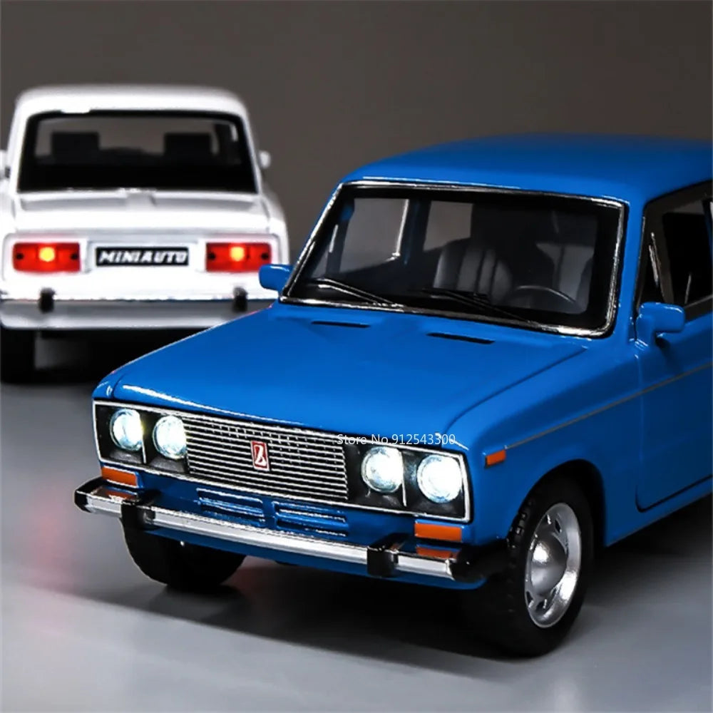 LADA Diecast Toy Car Model 1/24 Scale 6 Doors Opened Pull Back Sound & Light