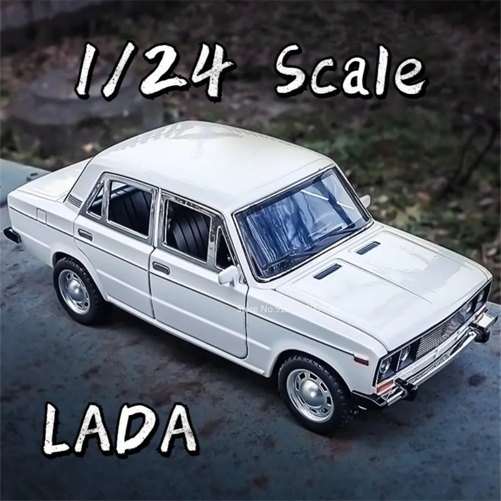 LADA Diecast Toy Car Model 1/24 Scale 6 Doors Opened Pull Back Sound & Light