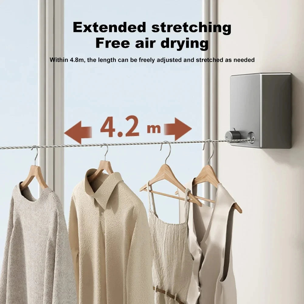 Retractable Clothesline β Wall-Mounted Stainless Steel Pull-Out Drying Rack for Indoor & Outdoor Use
