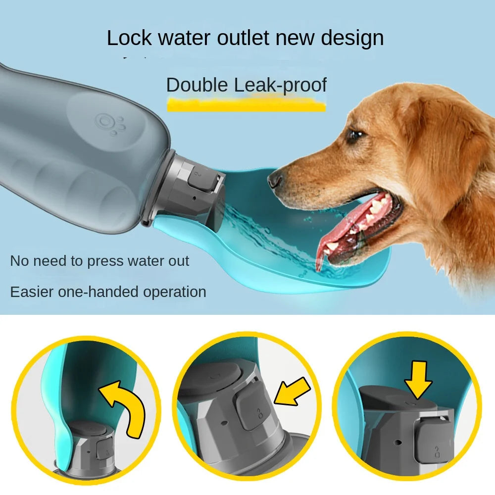 Leaf-Shaped Pet Water Cup – 800ml Foldable Dog Water Bottle with One-Key Lock for Walking & Outdoor Adventures