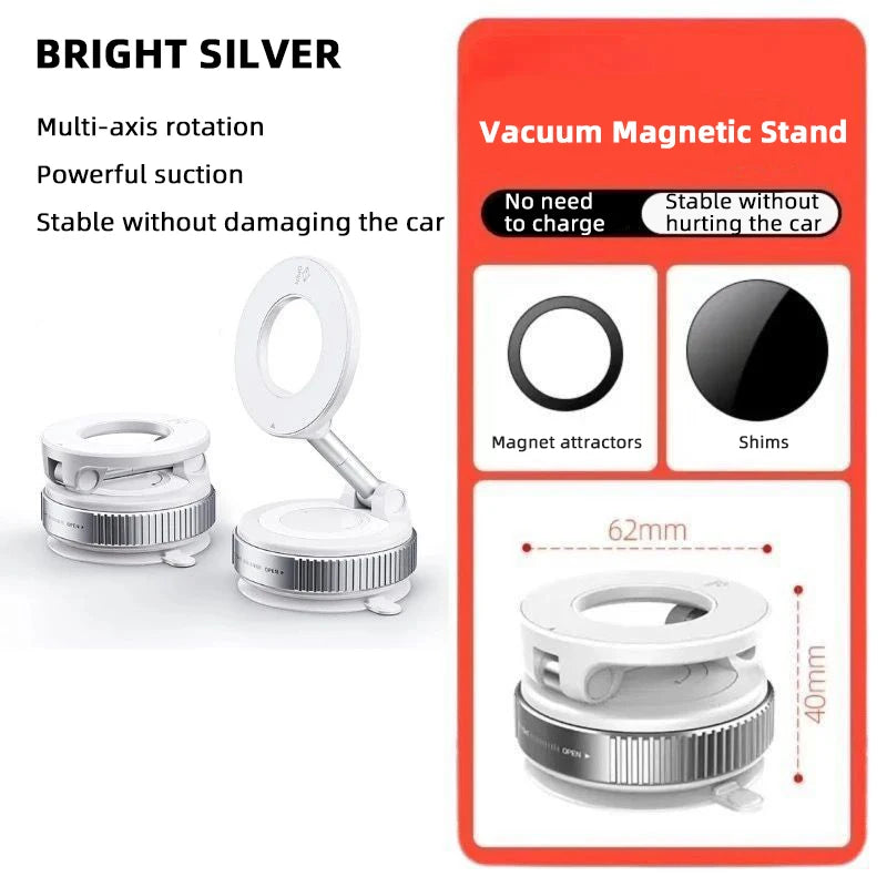 Magnetic Phone Holder – 360° Rotating Car & Desk Mount with N52 Magnet & Vacuum Suction – Universal Phone Holder for Car, Office, Home