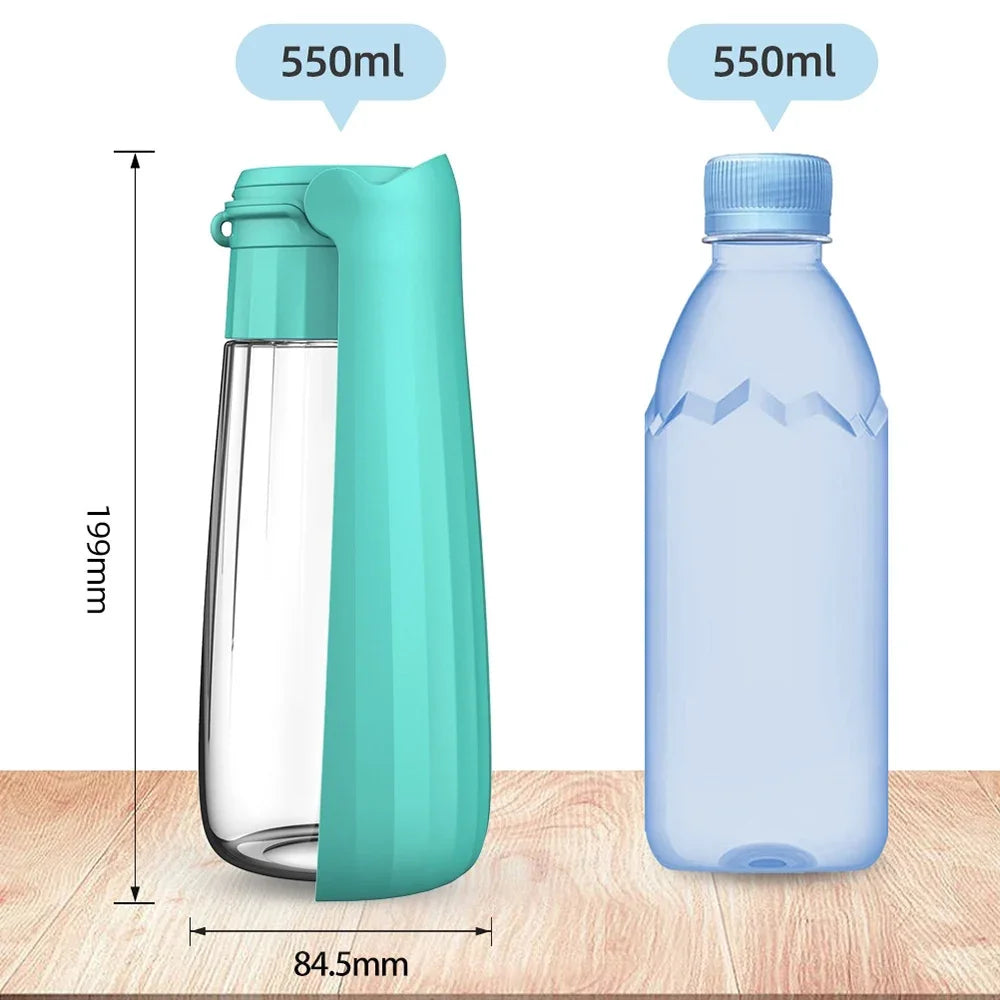 Outdoor Portable Dog Water Bottle – 550ml Leak-Proof Foldable Pet Drinking Bowl for Small, Medium & Large Dogs & Cats