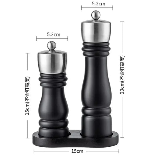 Manual Wooden Pepper Grinder – Adjustable Ceramic Salt and Pepper Mill with Stainless Steel Cap, Refillable Spice Grinder for Kitchen and Dining - SpyTrendz
