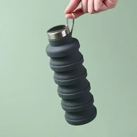 Portable Collapsible Silicone Water Bottle – 500ml Retractable Travel Cup for Sports, Cycling & Outdoor Adventures - SpyTrendz