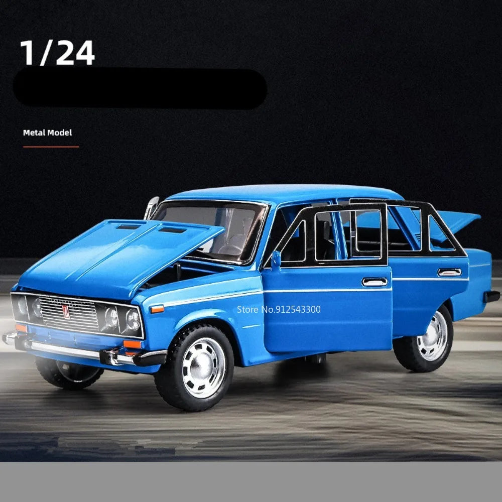 LADA Diecast Toy Car Model 1/24 Scale 6 Doors Opened Pull Back Sound & Light