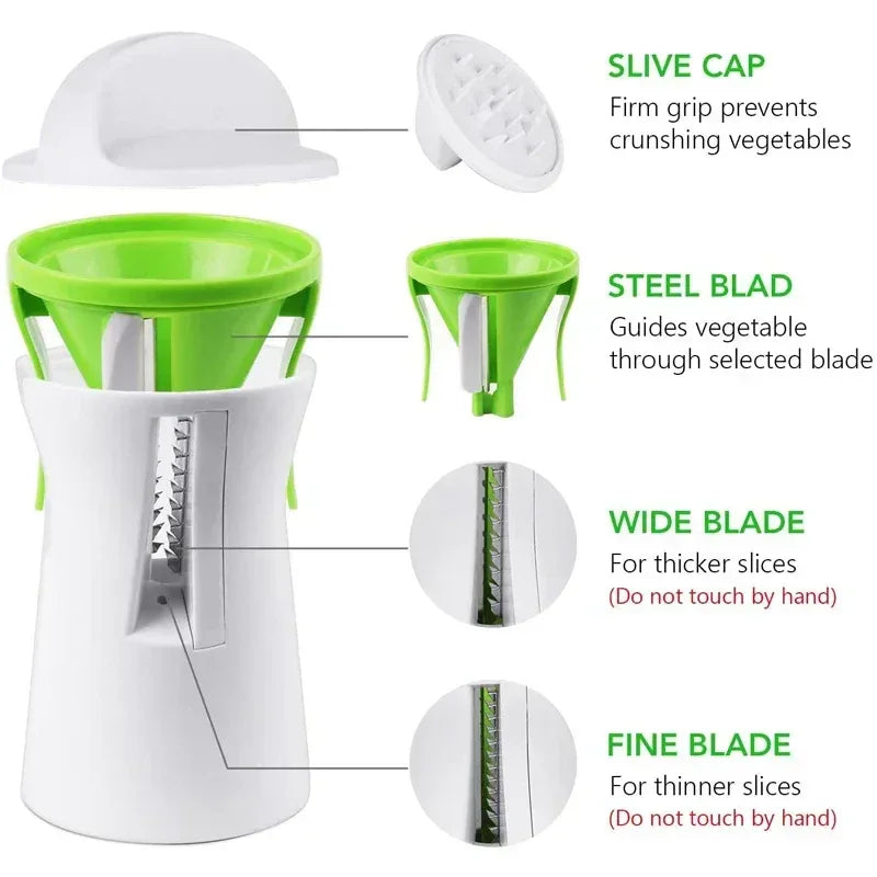 Spiralizer Vegetable Slicer – Stainless Steel & PP Spiral Cutter for Carrot, Cucumber, Potato & Cheese - SpyTrendz