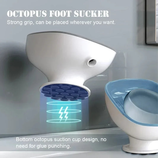 Bathroom Soap Dish Holder with Super Suction – Self-Draining Soap Box, Wall Mounted, Portable Soap Rack for Kitchen & Bathroom