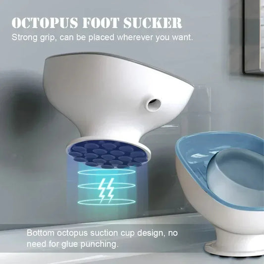Bathroom Soap Dish Holder with Super Suction – Self-Draining Soap Box, Wall Mounted, Portable Soap Rack for Kitchen & Bathroom - SpyTrendz