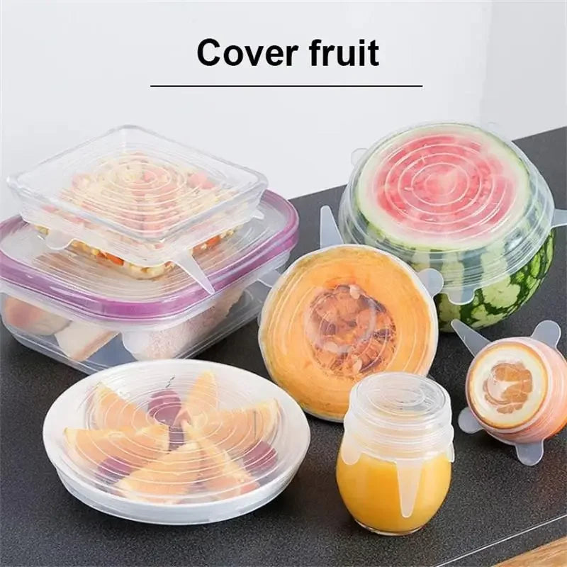 Silicone Stretch Lids 6-Piece Set – Reusable Fresh-Keeping Bowl Covers | Airtight Food Storage Lids for Refrigerator & Microwave